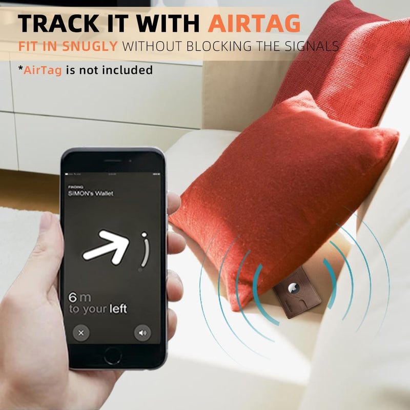 RUNBOX AirTag-Wallet-Mens-Slim-RFID Blocking Wallets Leather with Bill Compartment Air Tag Bifold Card Holder Wallet Gifts for Men Dad - Image 3